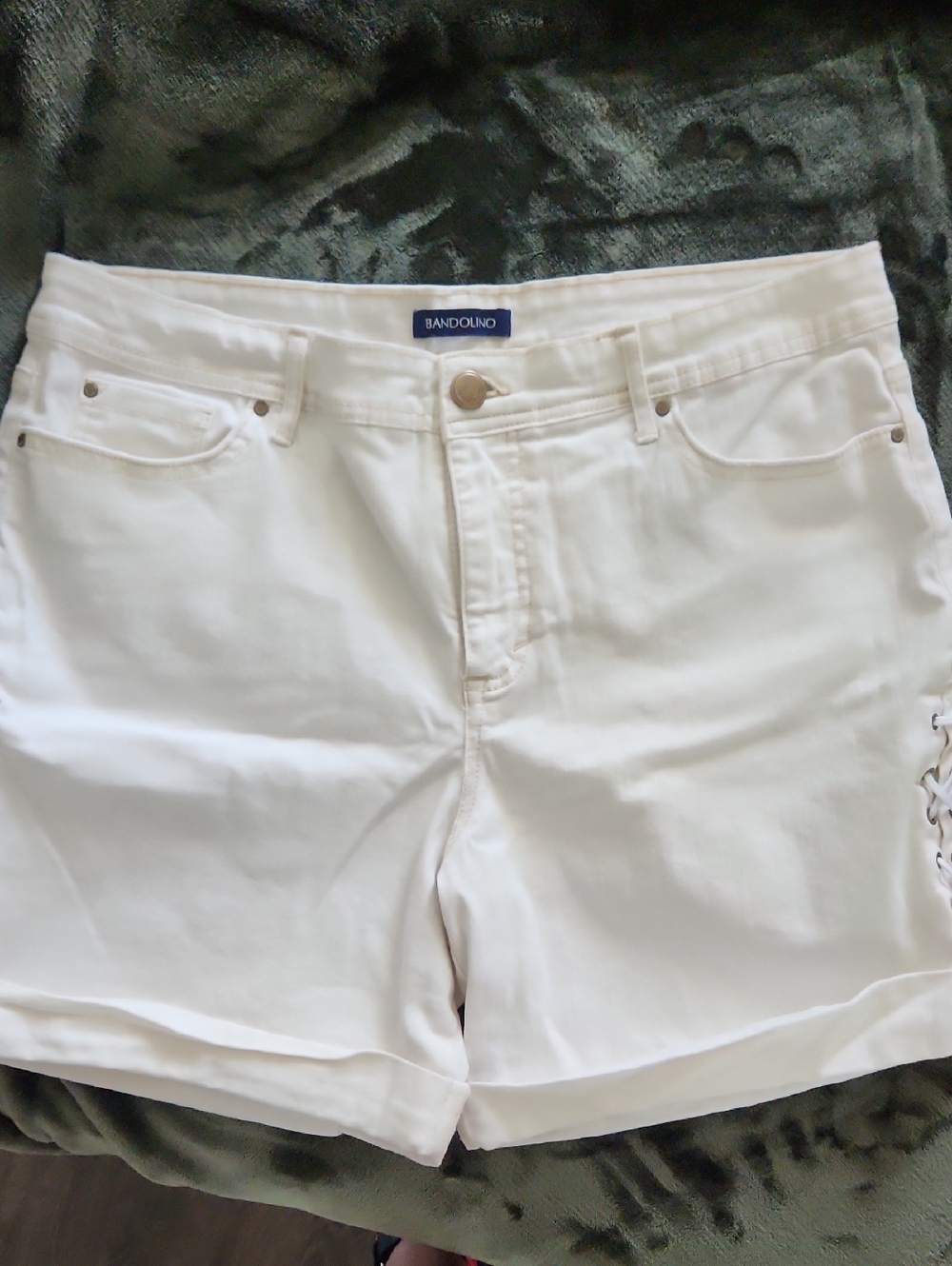 Bandolino Women's White Denim Shorts with Side Lace-Up